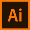 Kwadratowe logo programu Adobe Illustrator, ramka w kolorze pomarańczowym, wypełnienie w kolorze grafitowym, w środku duża litera A i mała litera i. Litery są w kolorze pomarańczowym.