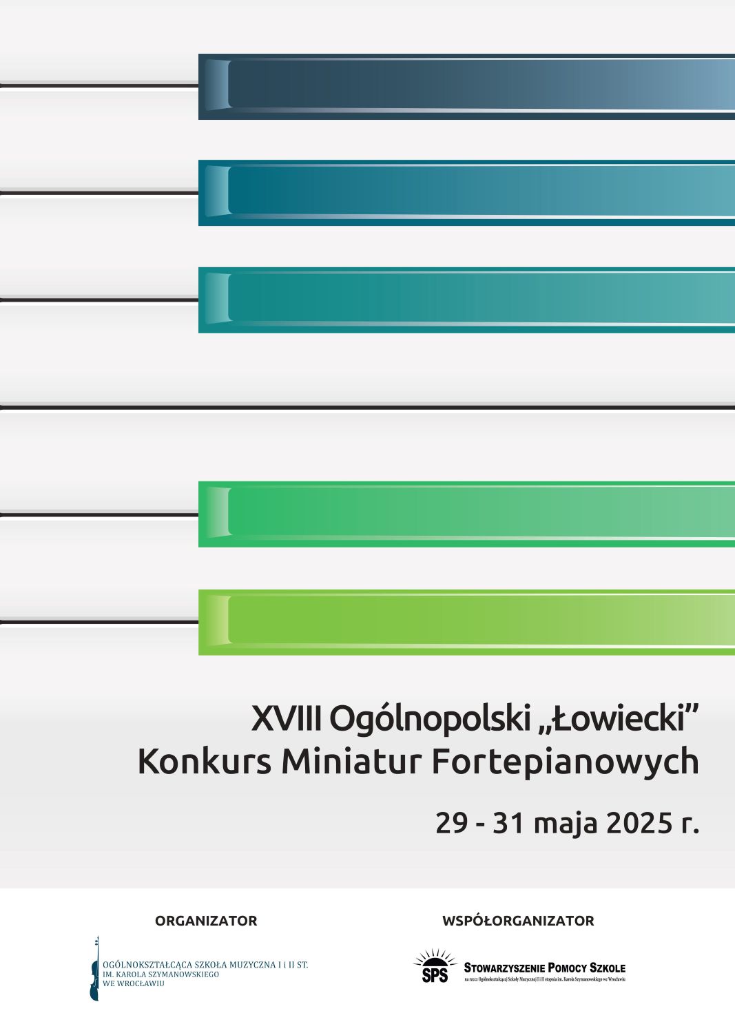 plakat zapowiadający XVIII Ogólnopolski Konkurs Miniatur Fortepianowych