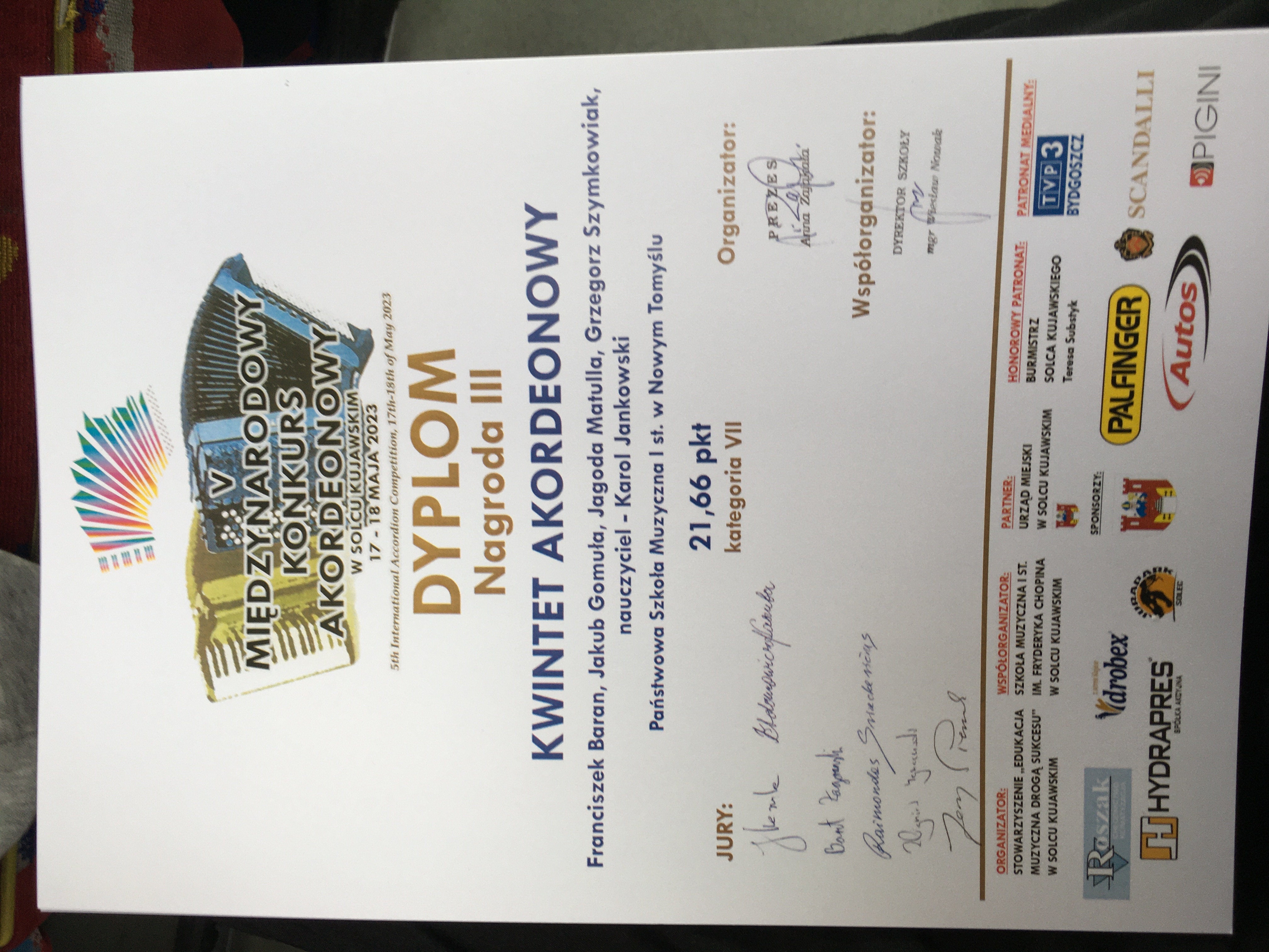 Dyplom - Kwintet Akordeonowy