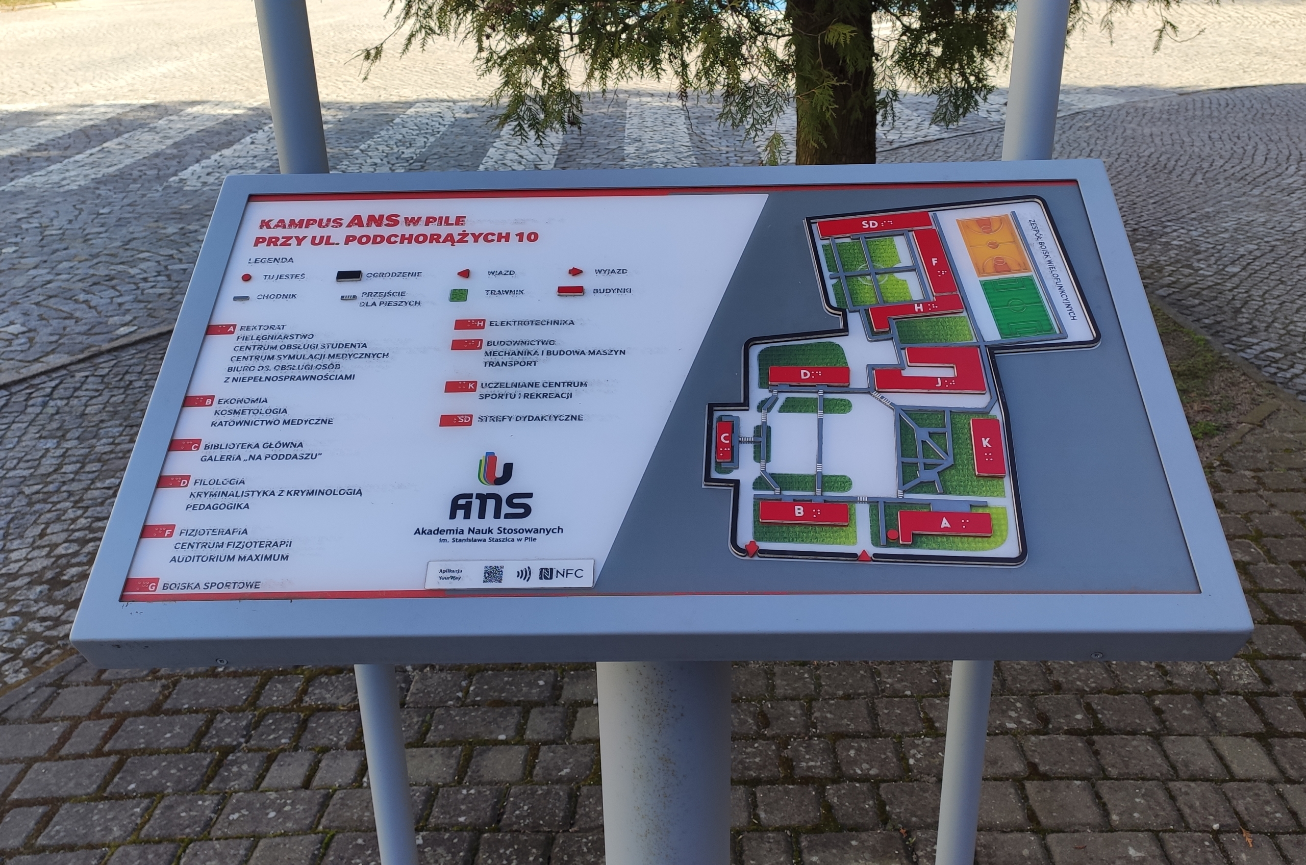 Plan tyflograficzny kampusu uczelni