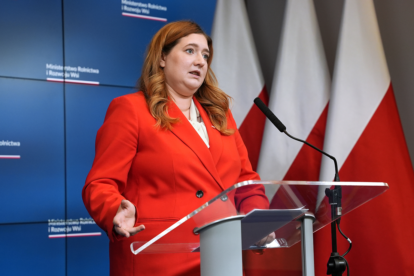 Minister Anna Gembicka podczas konferencji prasowej (fot. MRiRW)