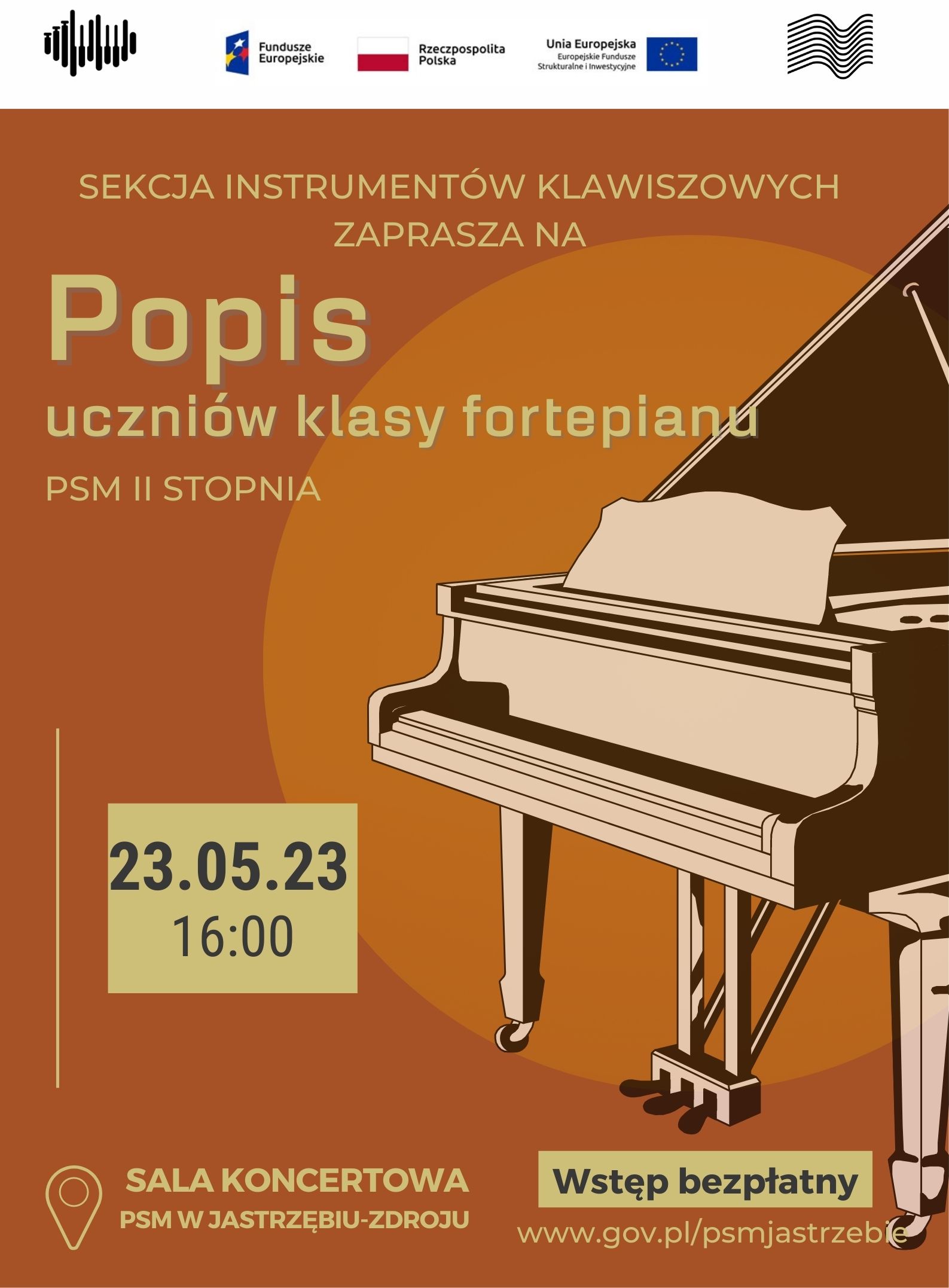 Plakat na popis uczniów sekcji instrumentów klawiszowych PSM II st