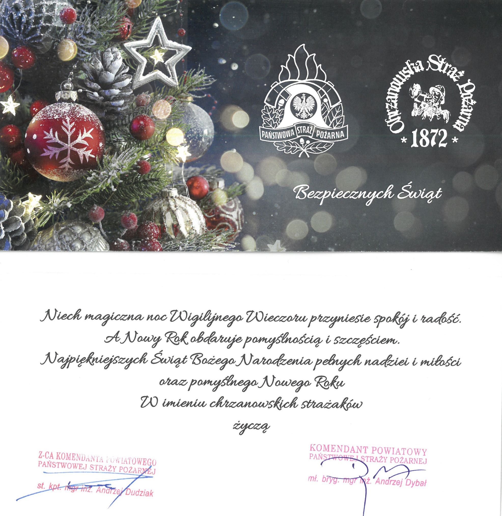 Życzenia Komendanta Powiatowego PSP w Chrzanowie