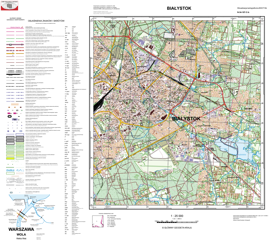 rys1- przykładowa wizualizacja kartograficzna BDOT10k w skali 1:25000 dla m. Białystok