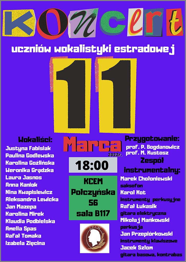Afisz koncertu 11.03.2022