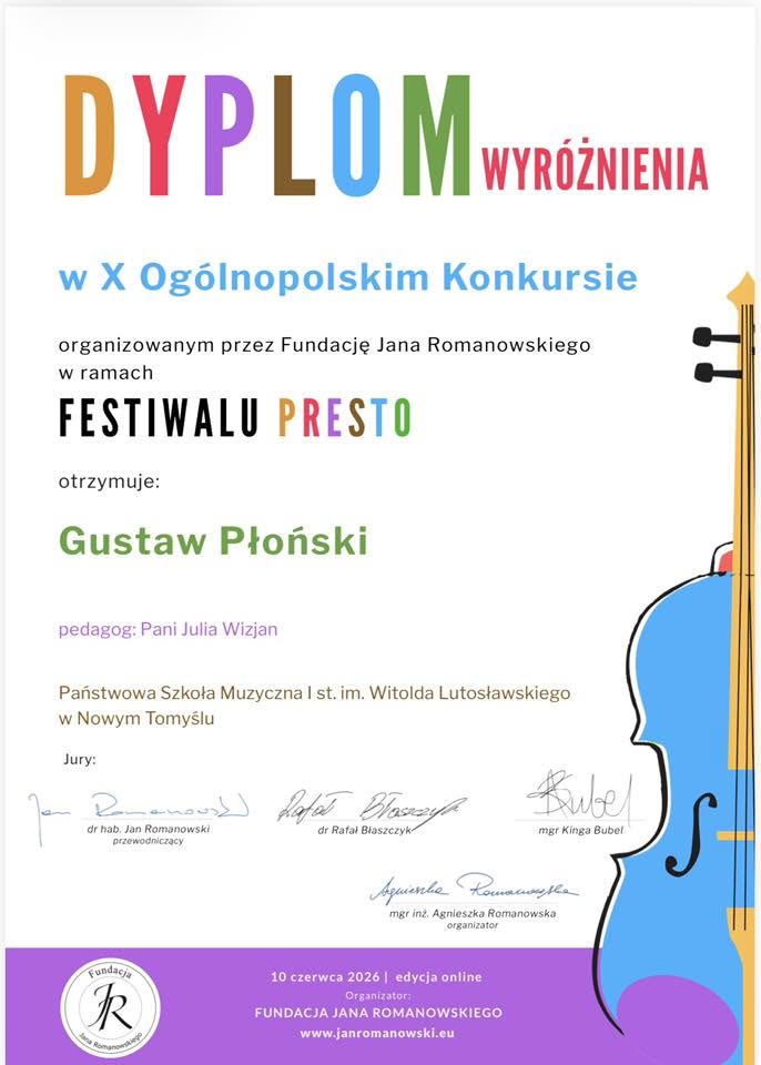 Dyplom - Gustaw Płoński
