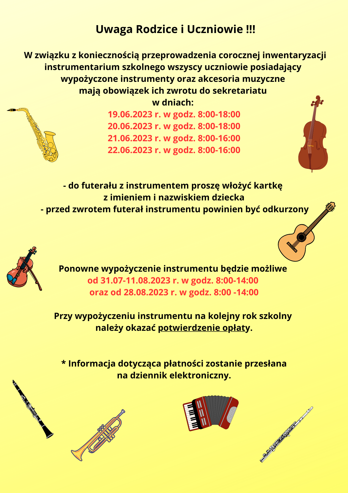 zwrot instrumentów 