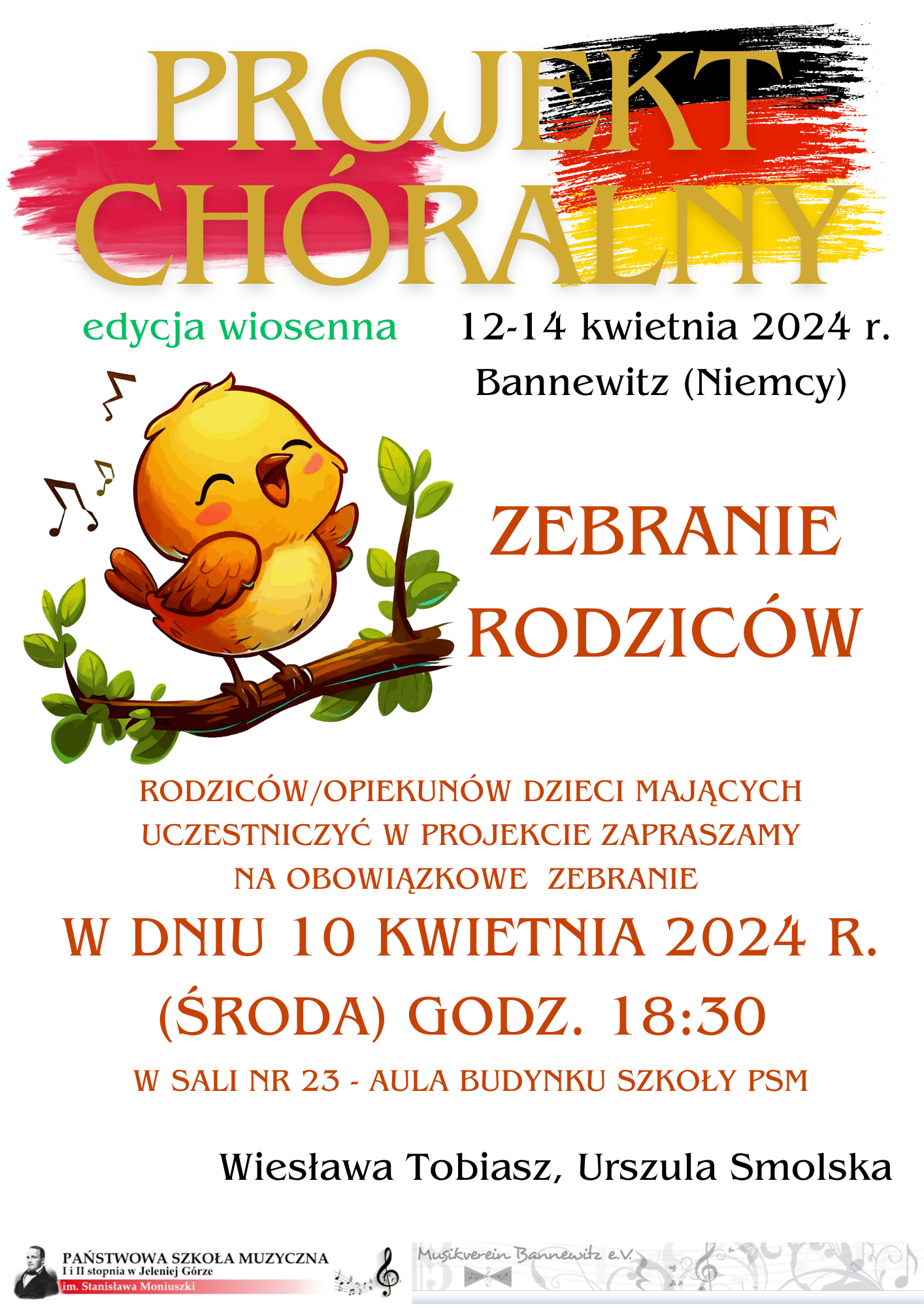W dniu 10 kwietnia 2024 r. środa godz. 18:30 w sali 23 - aula budynku szkoły - zebranie rodziców/opiekunów dzieci mających uczestniczyć w projekcie.