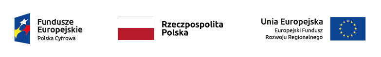 Logociąg Fundusze Europejskie Polska Cyfrowa, Rzeczpospolita Polska, Unia Europejska Europejski Fundusz Rozwoju Regionalnego