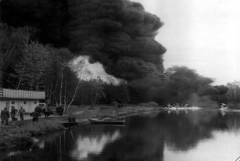 Pożar pociągu przewożącego cysternami mazut. Strzebiń - 23 października 1981 rok