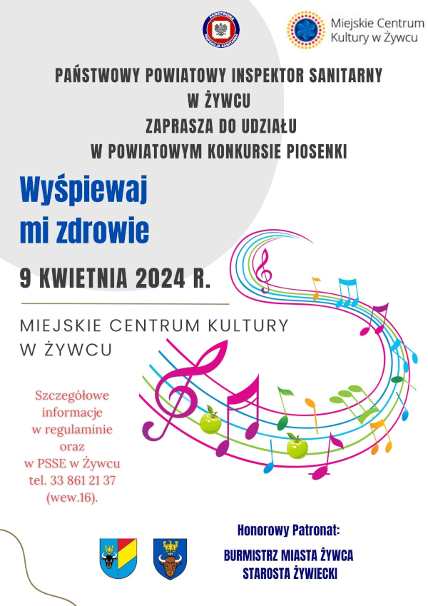 Plakat "Powiatowy Konkurs Piosenki"