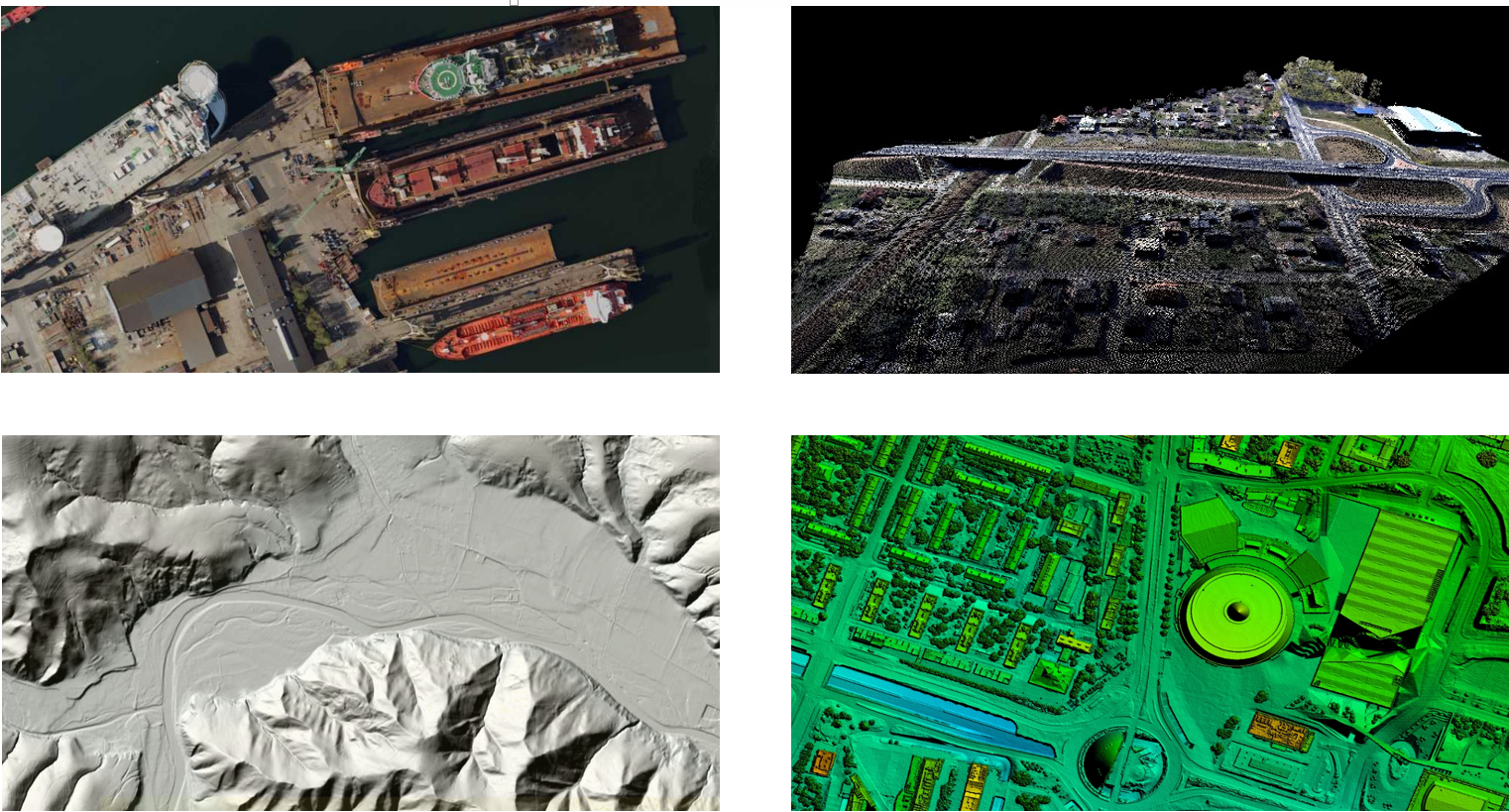 Ilustracja przedstawia różne rodzaje danych fotogrametrycznych dostępnych w pzgik.