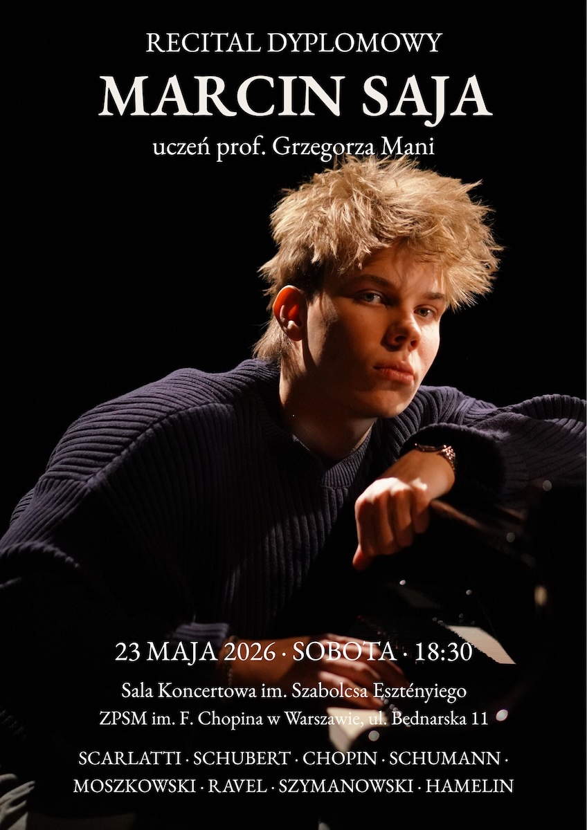 Afisz - Marcin Saja - recital dyplomowy, 23.05.2026