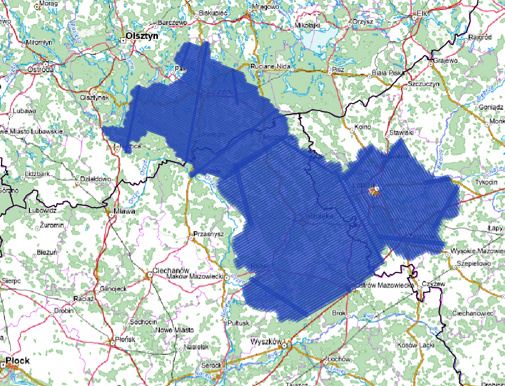 Ilustracja przedstawia zrzut ekranu z zasięgiem nowo przyjętych danych.