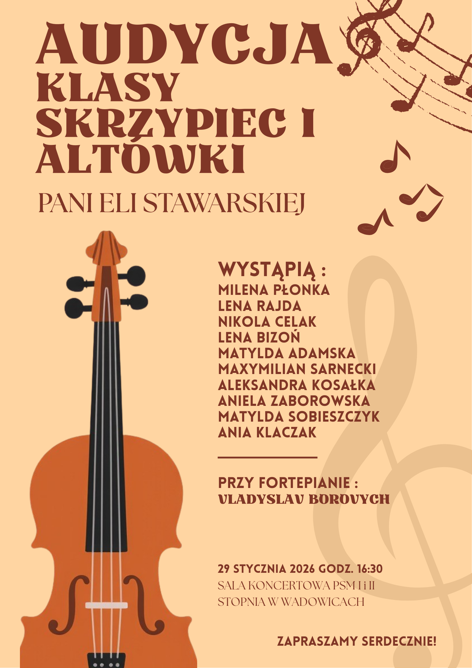 Audycja klasy skrzypiec i altówki Elżbiety Stawarskiej 29.01.2026