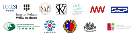 Logotypy graficzne partnerów Międzynarodowej Konferencji Naukowej „Ochrona dziedzictwa kultury na wypadek szczególnych zagrożeń - zagrożenia klimatyczne, środowiskowe, pandemicznie i pożarowe. Dobre praktyki” 
