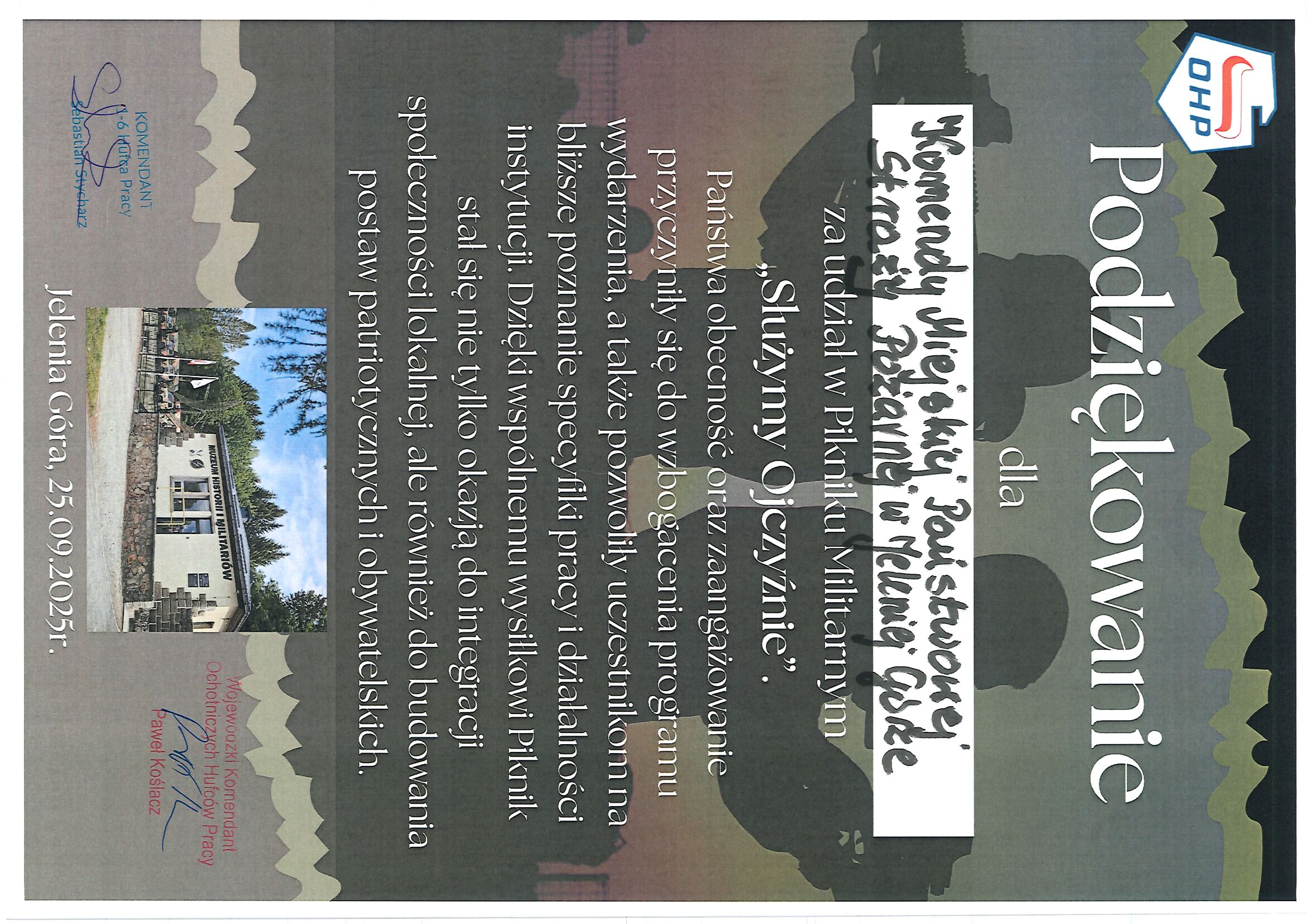 Podziękowania od Ochotniczych Hufców Pracy