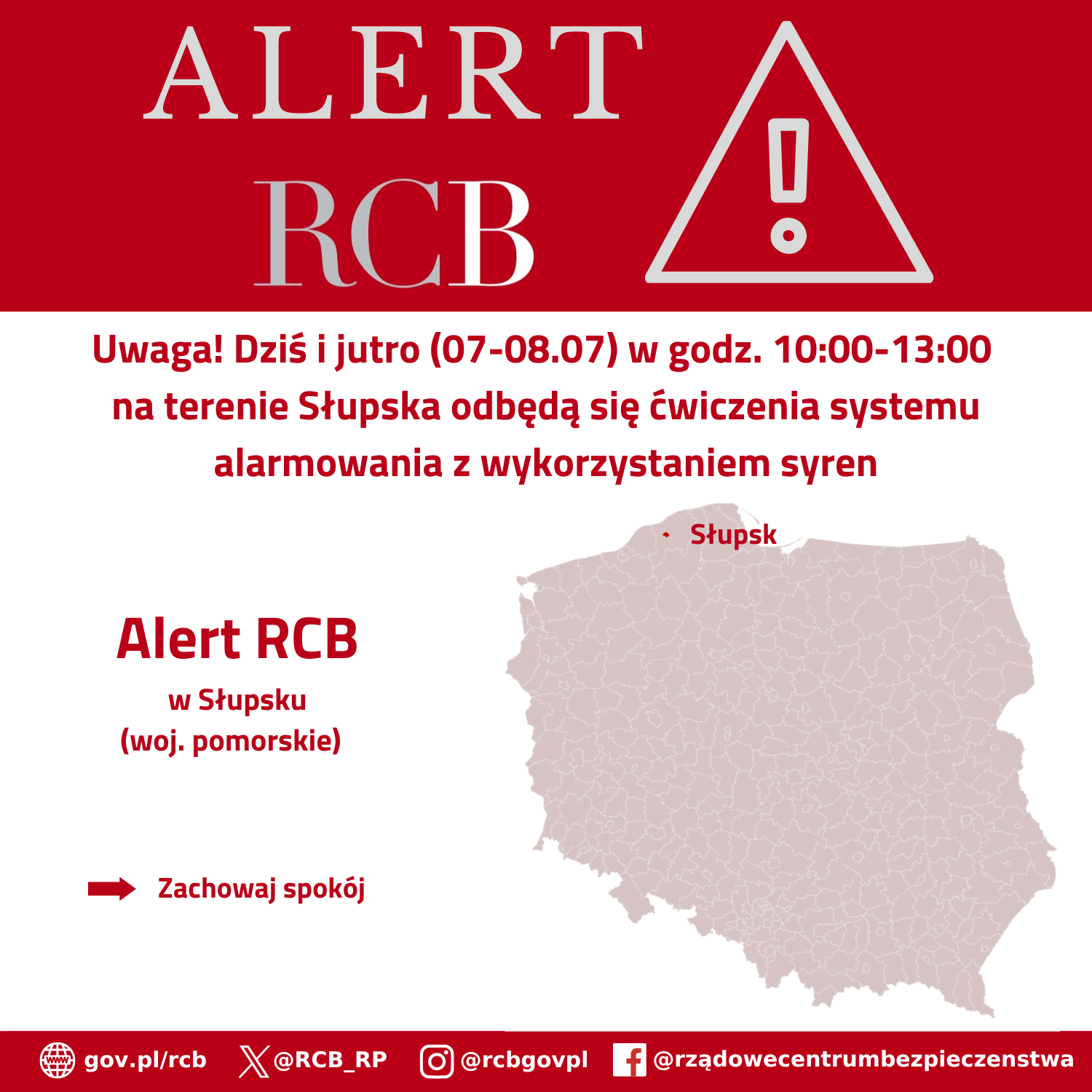 Ćwiczenia z wykorzystaniem syren w Słupsku (woj. pomorskie) - 07.07