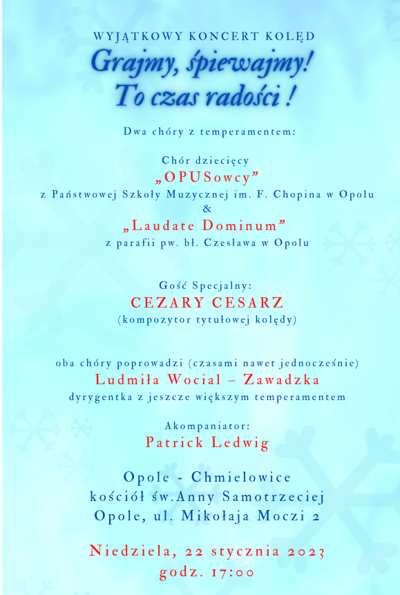 Plakat koncertu "Grajmy, śpiewajmy! To czas radości!"