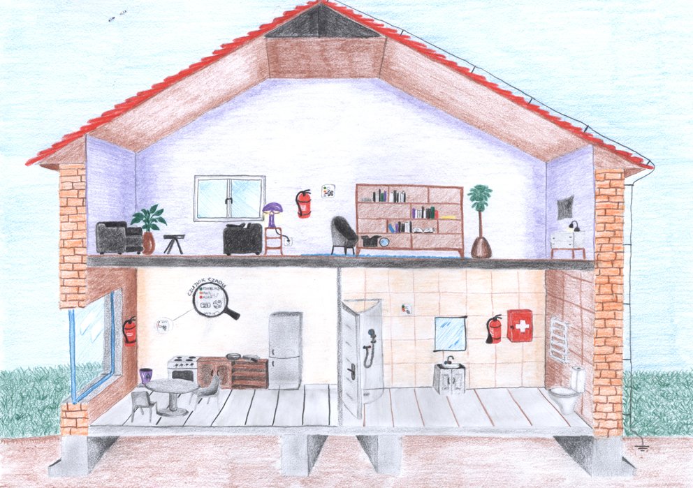 Kacper Maciołek Publiczna Szkoła Podstawowa w Kozodrzy – 2 miejsce Indywidualny Konkurs Plastyczny „Mój Bezpieczny Dom”