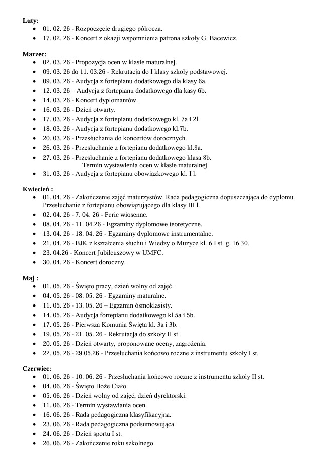 Kalendarz na rok 2025/2026