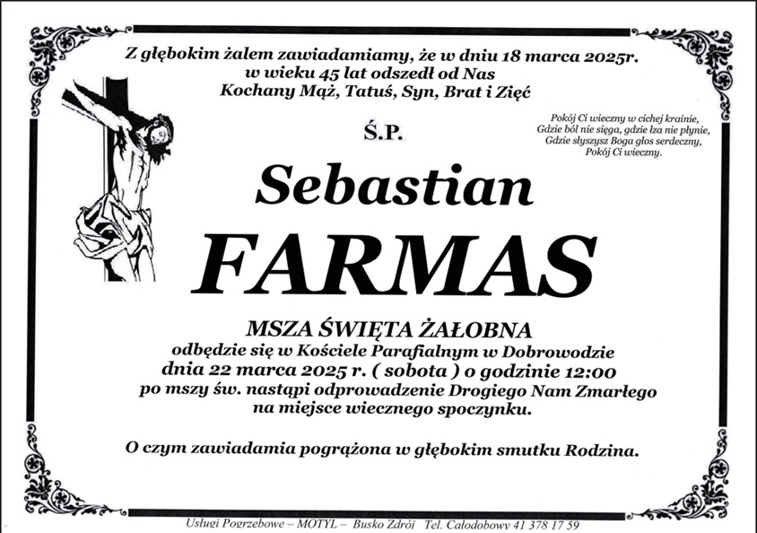 Ś.p. Sebastian Farmas
