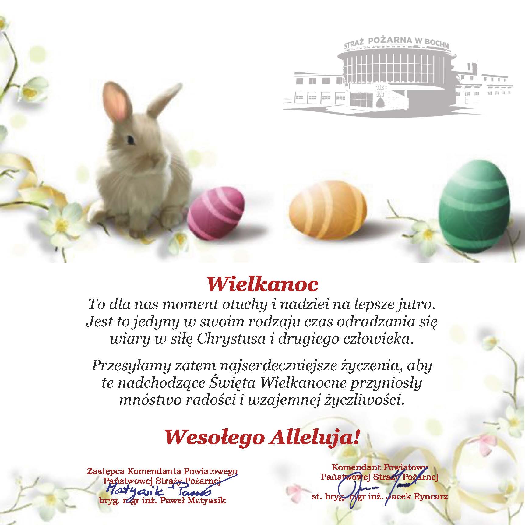 Życzenia Wielkanocne Komendanta Powiatowe PSP w Bochni Wielkanoc 2025