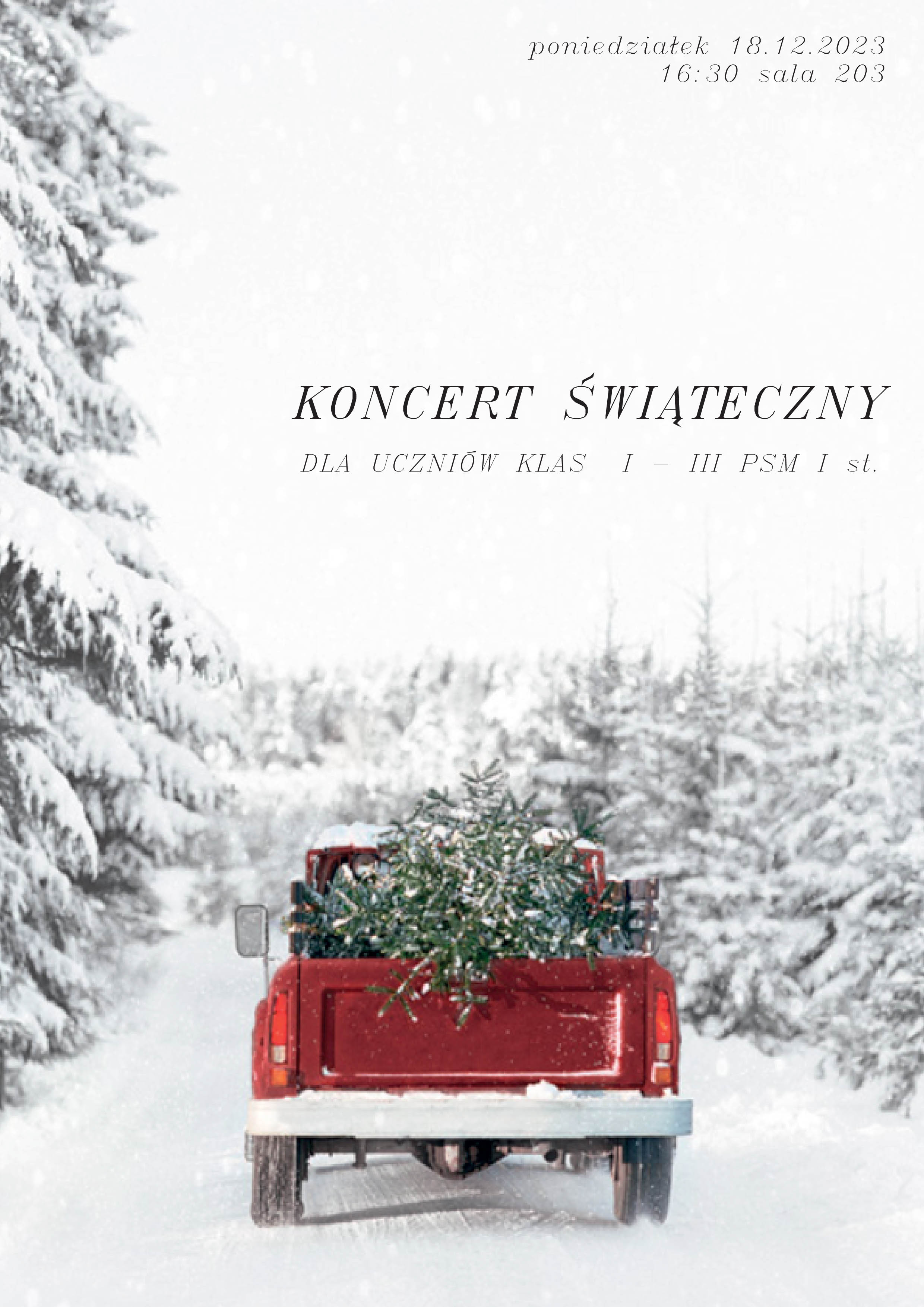 Koncert świąteczny dla uczniów klas I-III PSM I st.