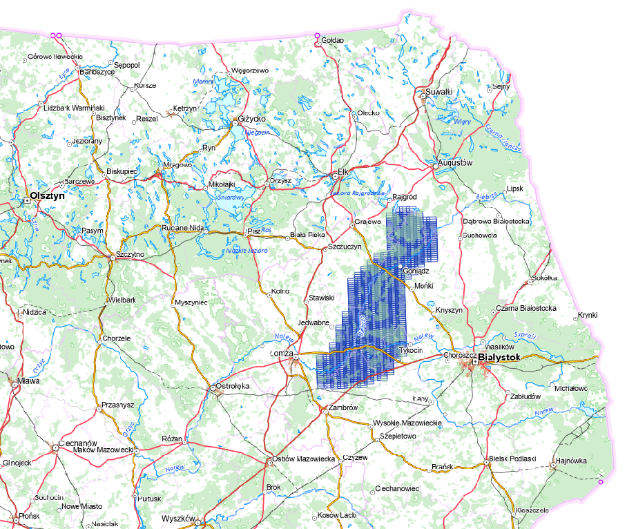 Ilustracja przedstawia zrzut ekranu z zasięgiem nowo przyjętych danych