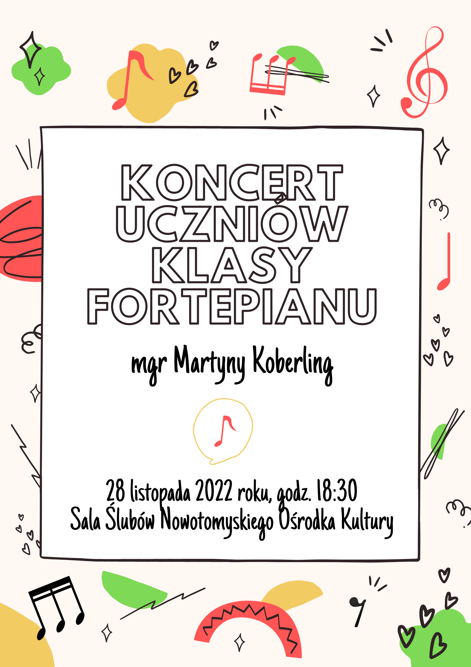 Plakat - Koncert uczniów klasy fortepianu