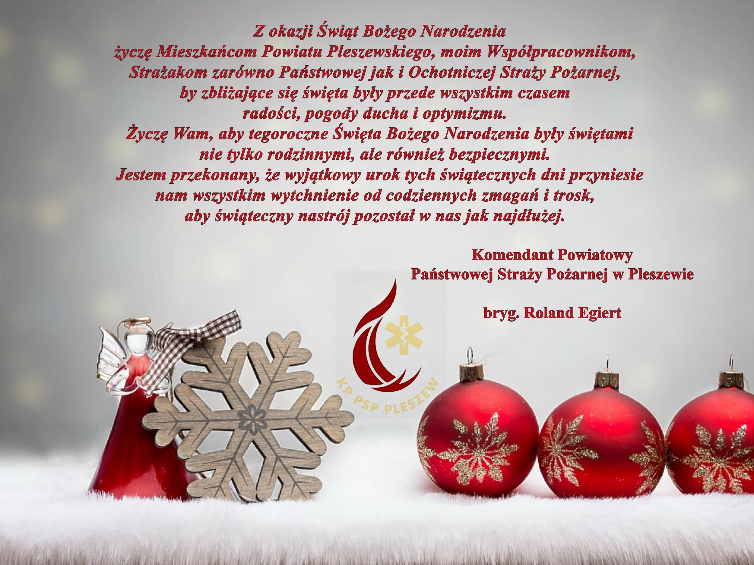 Życzenia Komendanta Powiatowego PSP w Pleszewie