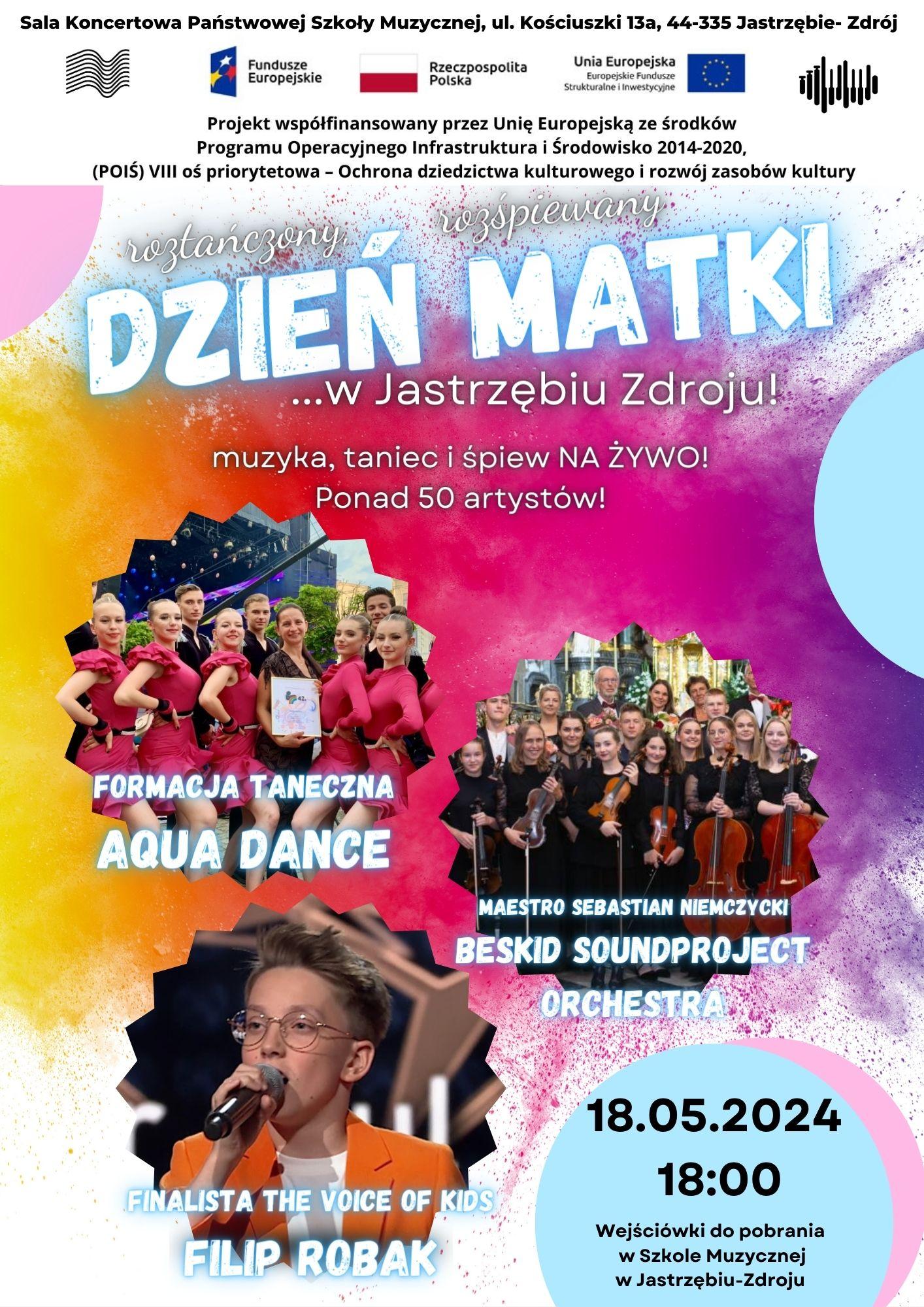 Plakat na Koncert z okazji Dnia Matki.