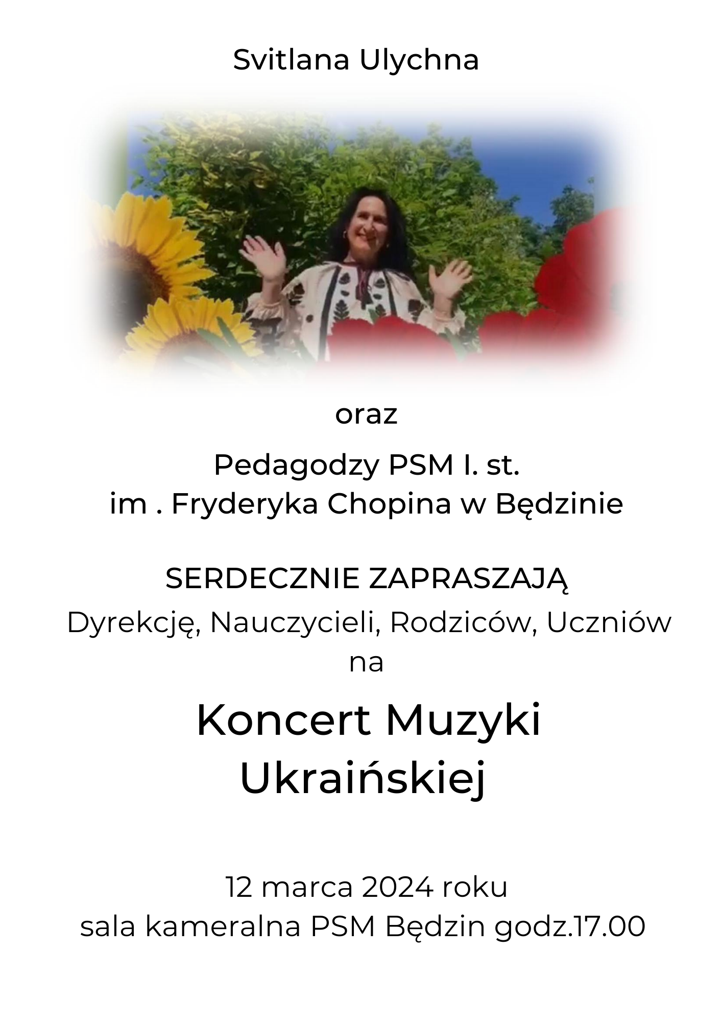 plakat na białym tle, u góry zdjęcie, na dole opis