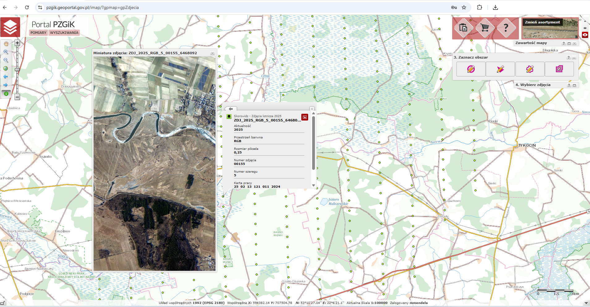 Ilustracja przedstawia zrzut ekranu z portalu pzgik. 