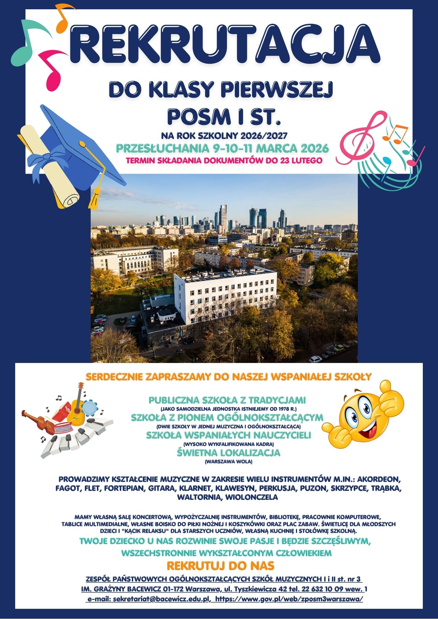 Rekrutacja  na rok szkolny 2026/2027 do klasy pierwszej i klas wyższych POSM I st.