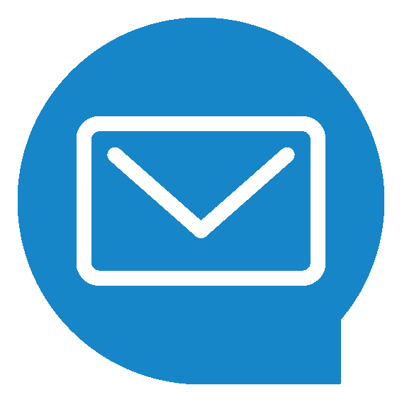 white mailbox icon on blue background