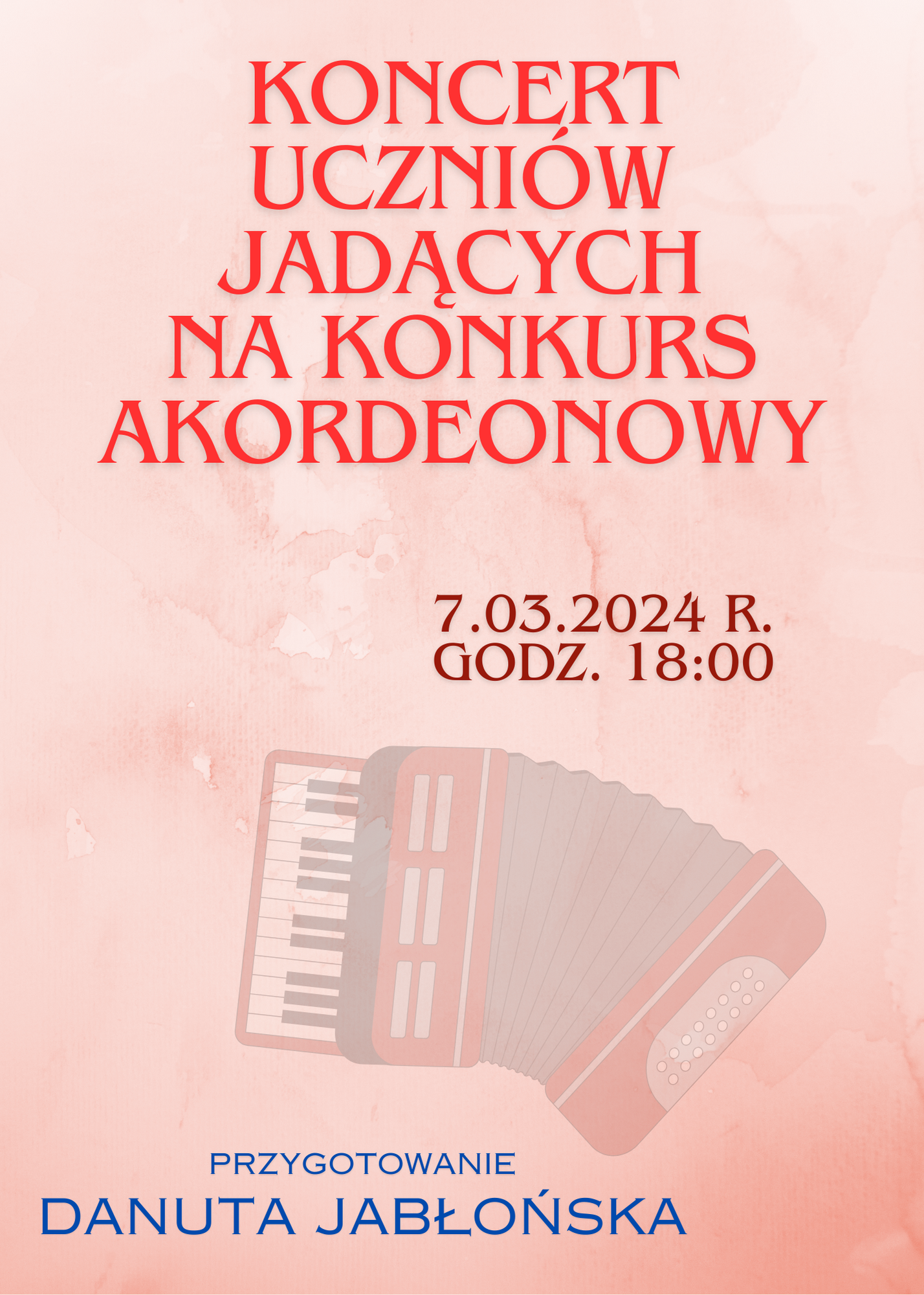 koncert uczniów jadących na konkurs akordeonowy