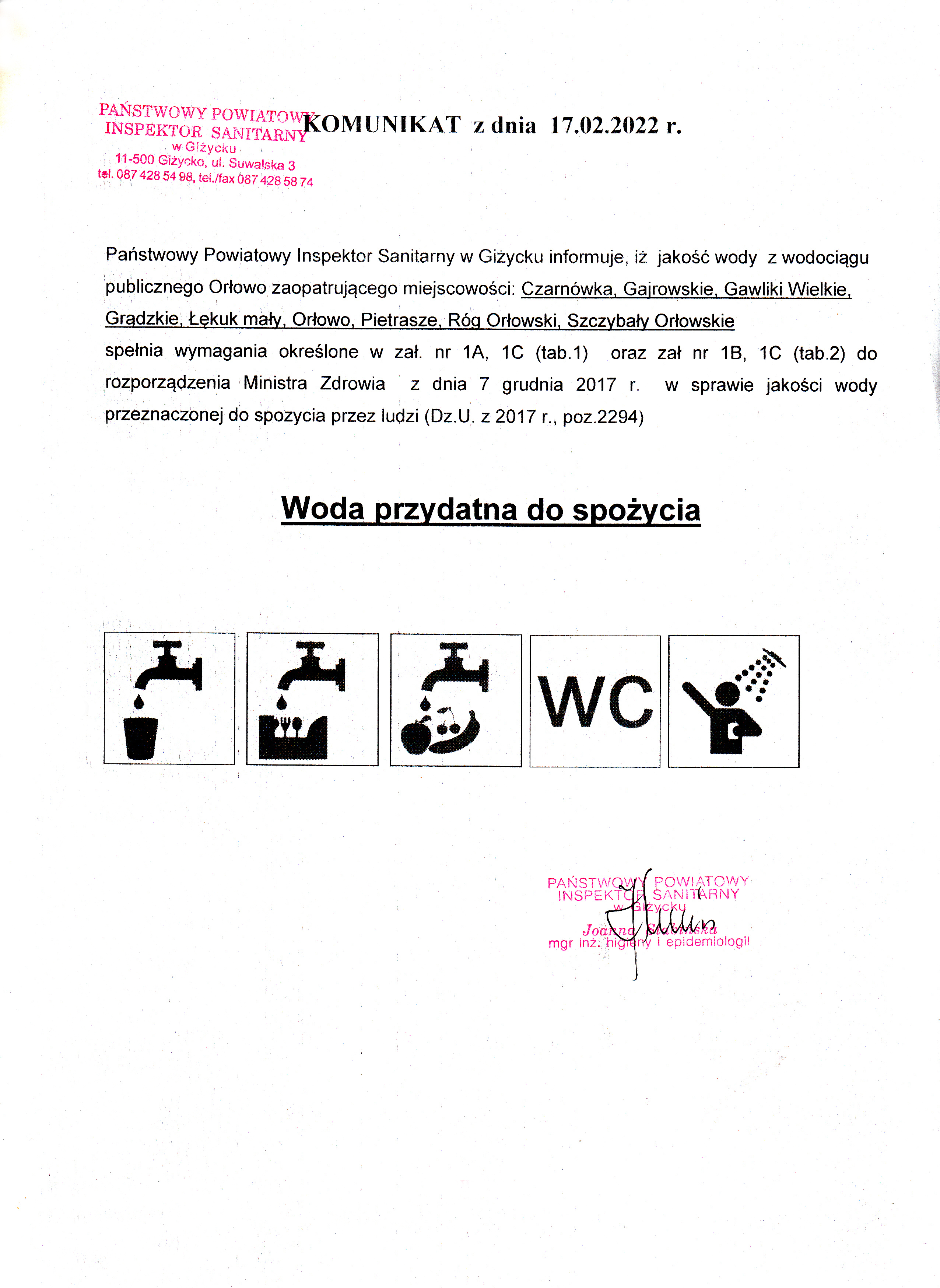 Komunikat z dnia 17.02.2022