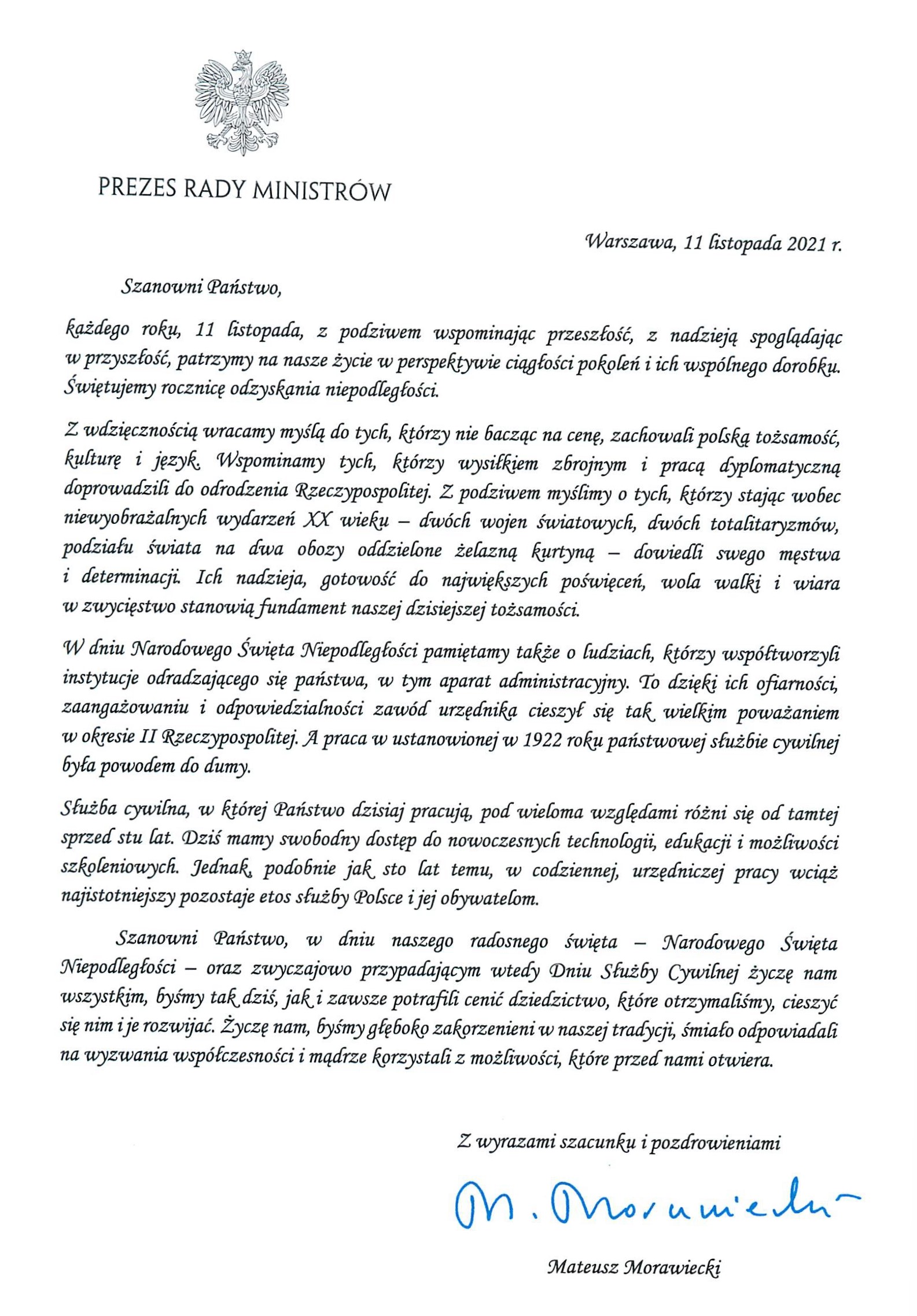 List Prezesa Rady Ministrów