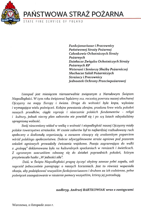 List Komendanta Główneg PSP