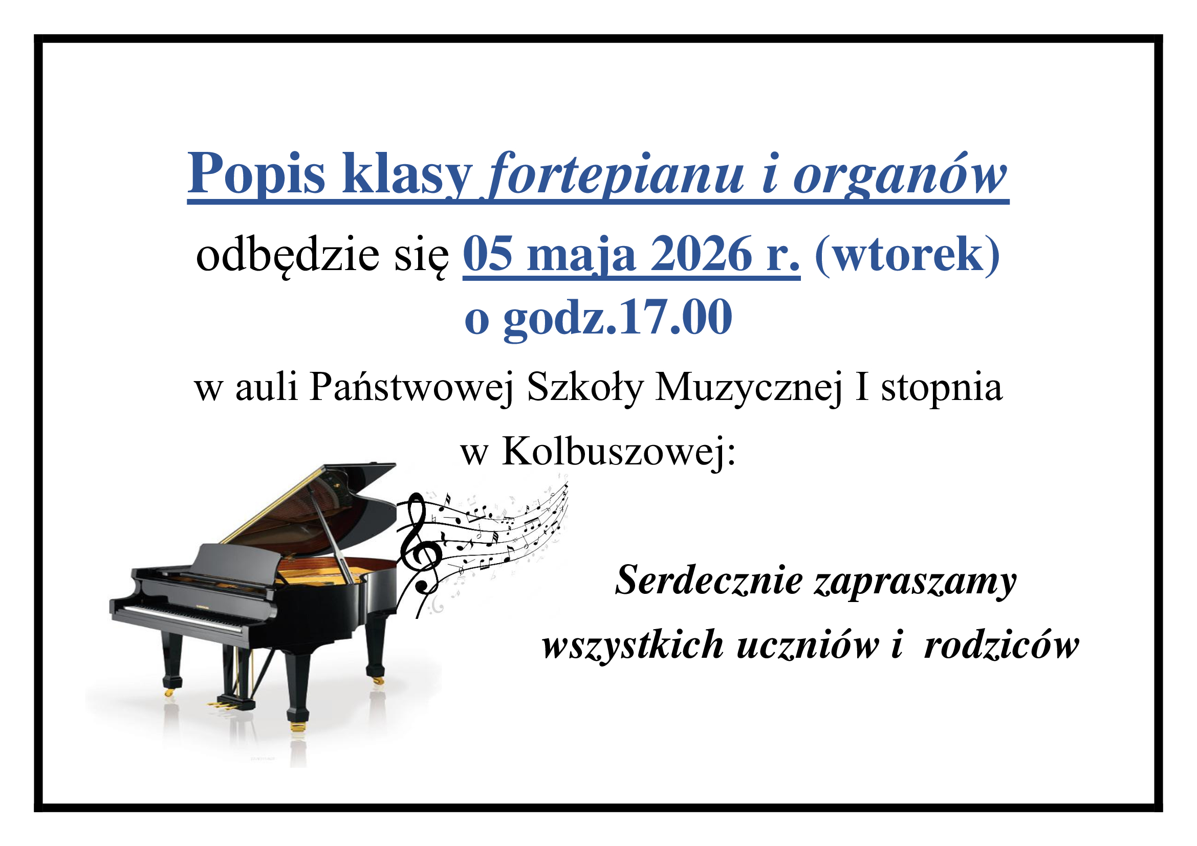 Popis klasy fortepianu i organów