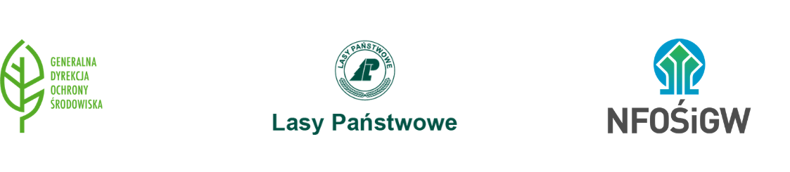 Po lewej stronie znajduje się zielone logo Generalnej Dyrekcji Ochrony Środowiska. Przedstawia stylizowany liść zbudowany z geometrycznych linii. W centralnej części umieszczono logo Lasów Państwowych. Składa się ono z okrągłego emblematu w kolorze zielonym z monogramem „LP”. Po prawej stronie znajduje się logo NFOŚiGW (Narodowego Funduszu Ochrony Środowiska i Gospodarki Wodnej). Symbol ma kolor niebiesko-zielony i przypomina kroplę wody.