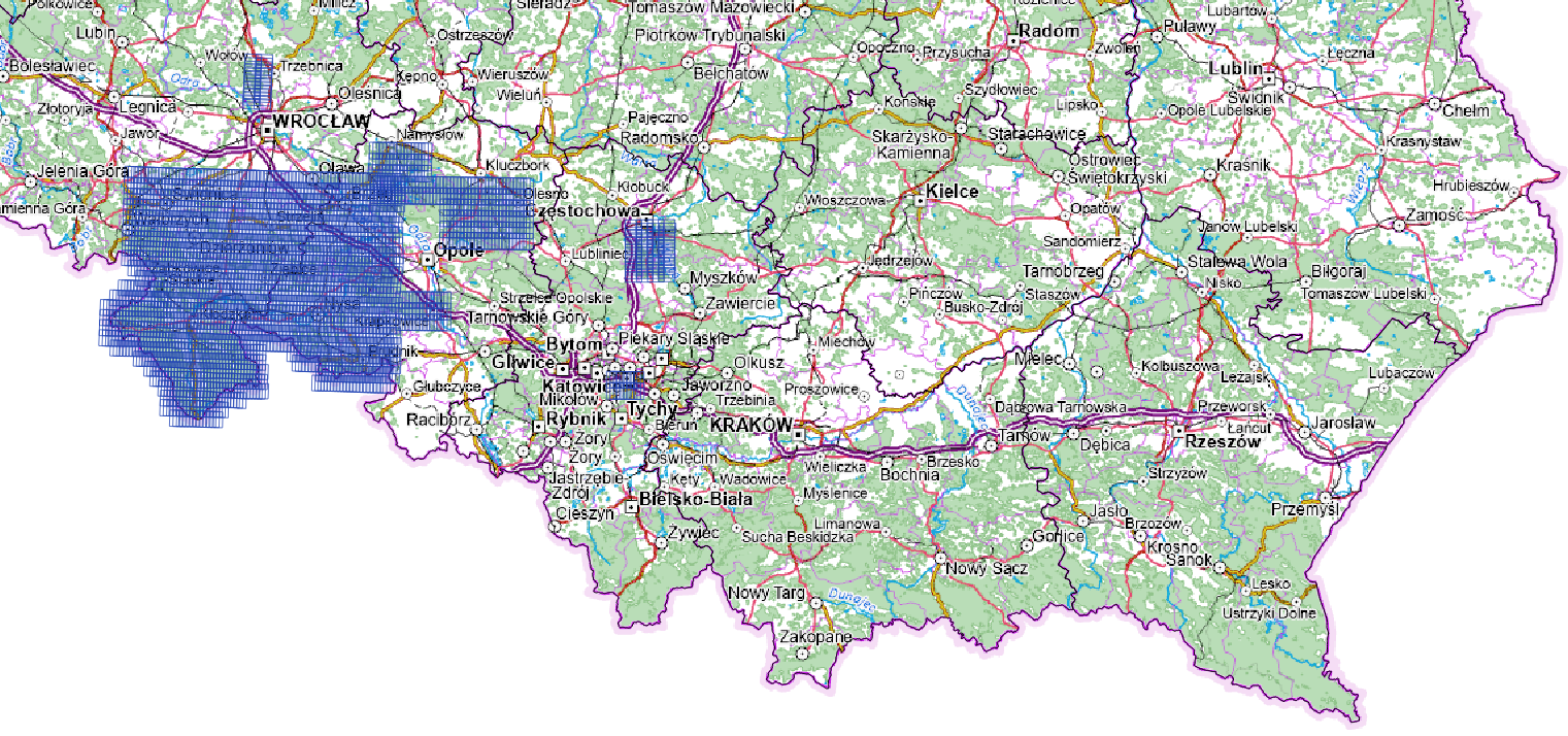 Ilustracja przedstawia zrzut ekranu z zasięgiem nowo przyjętych danych.