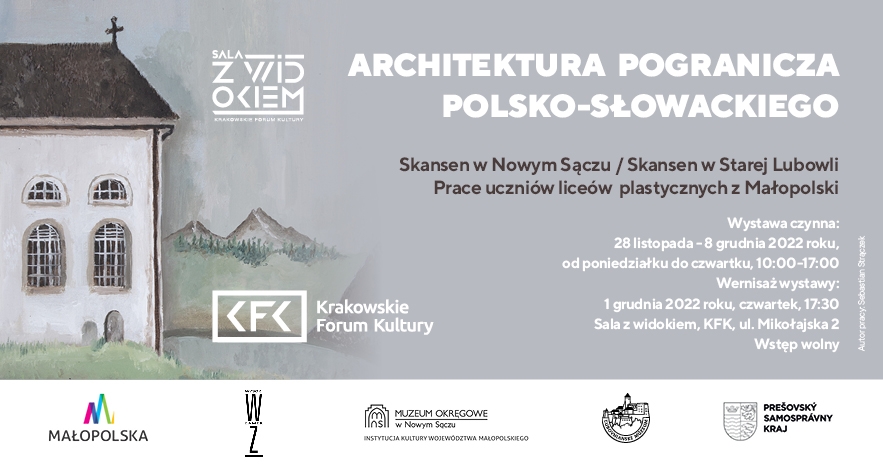 Plakat wystawy Architektura pogranicza polsko-słowackiego w KFK