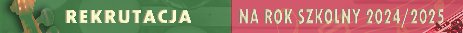 Grafika na zielonym i różowym tle. Po lewej z tekst w kolorze kremowym: rekrutacja. Po prawej tekst w kolorze kremowym na rok szkolny 2024/2025 
