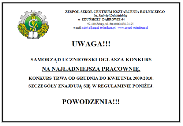 Konkurs na najładniejszą pracownię