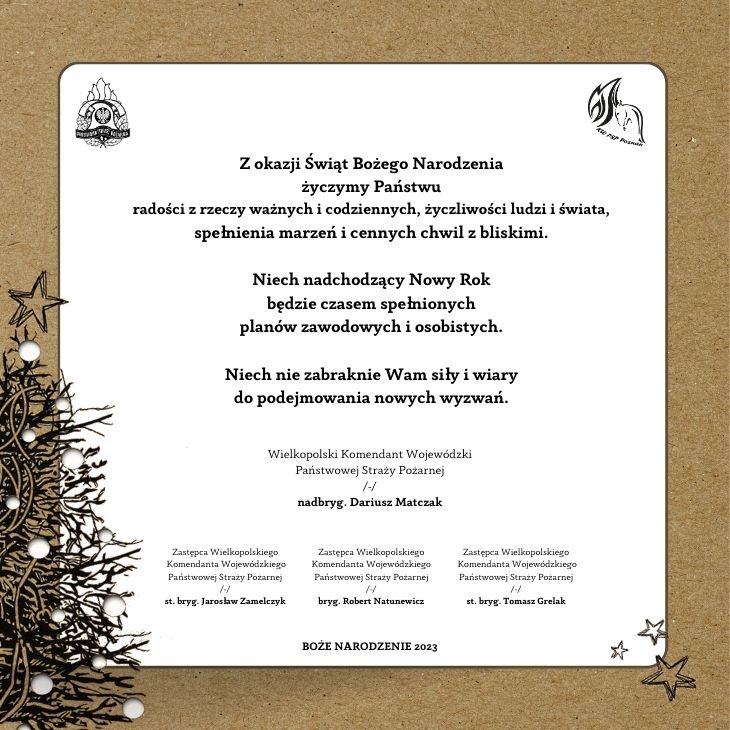 Życzenia Wielkopolskiego Komendanta Wojewódzkiego PSP