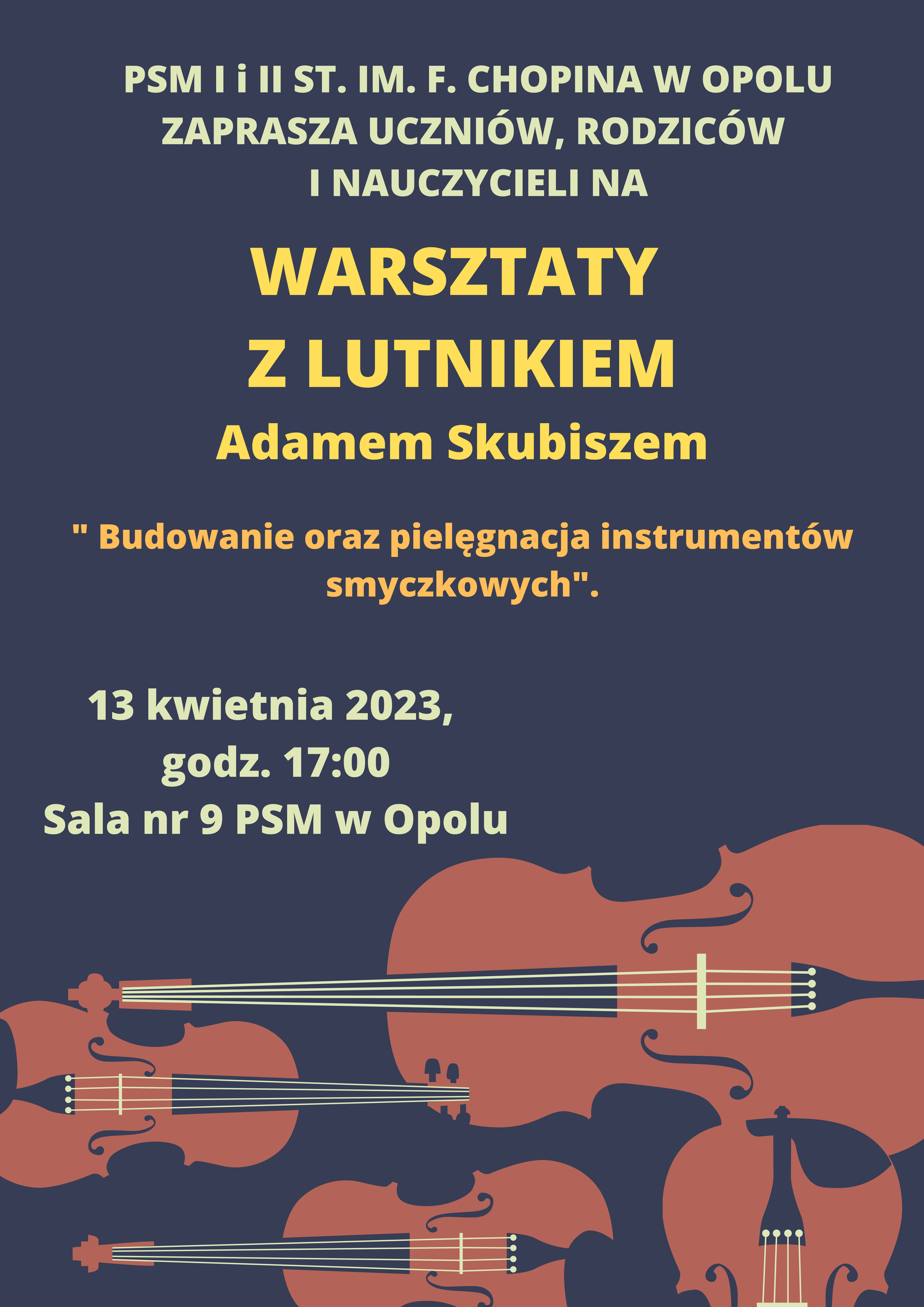 plakat warsztatów z lutnikiem