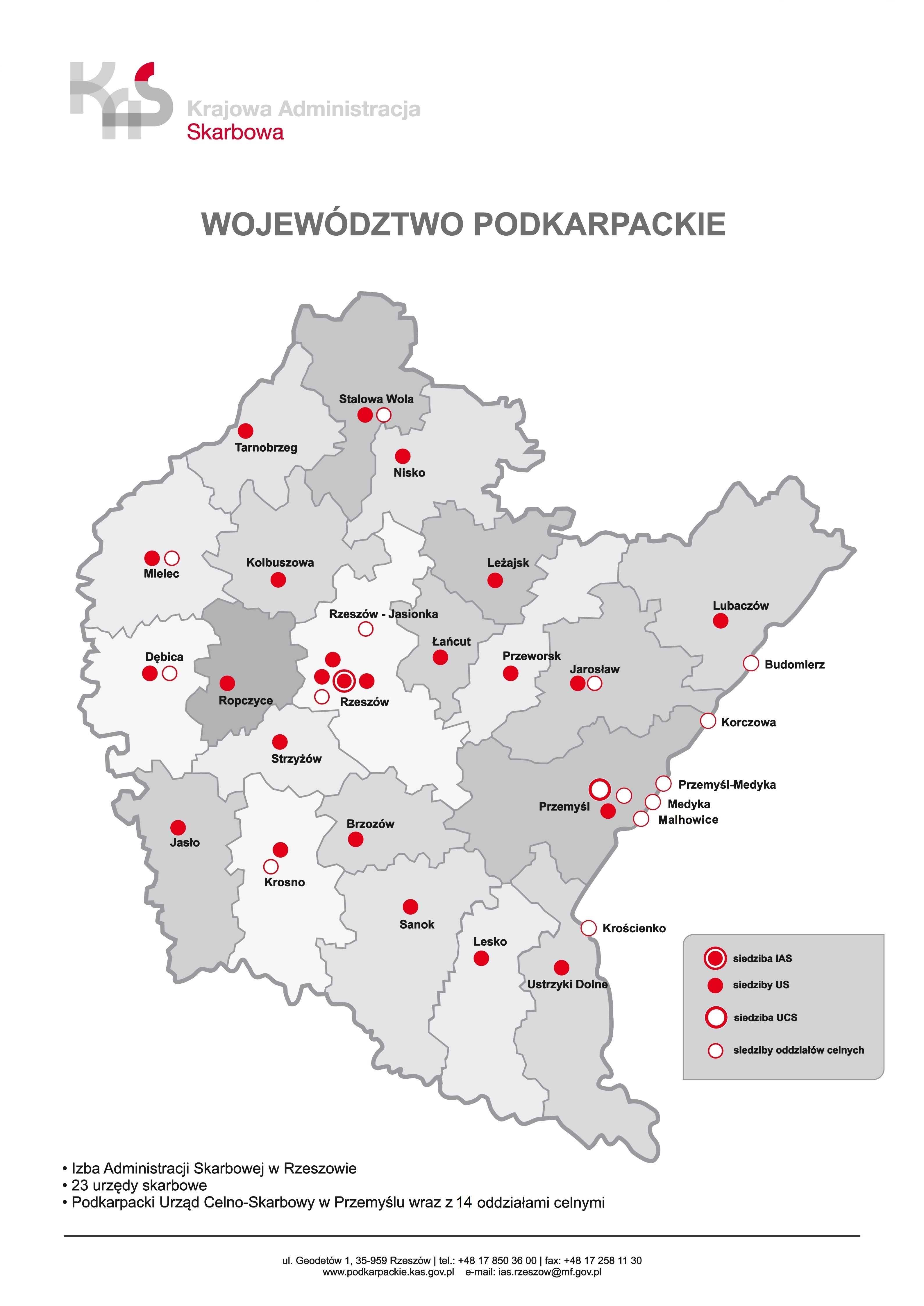 Mapa województwa podkarpackiego