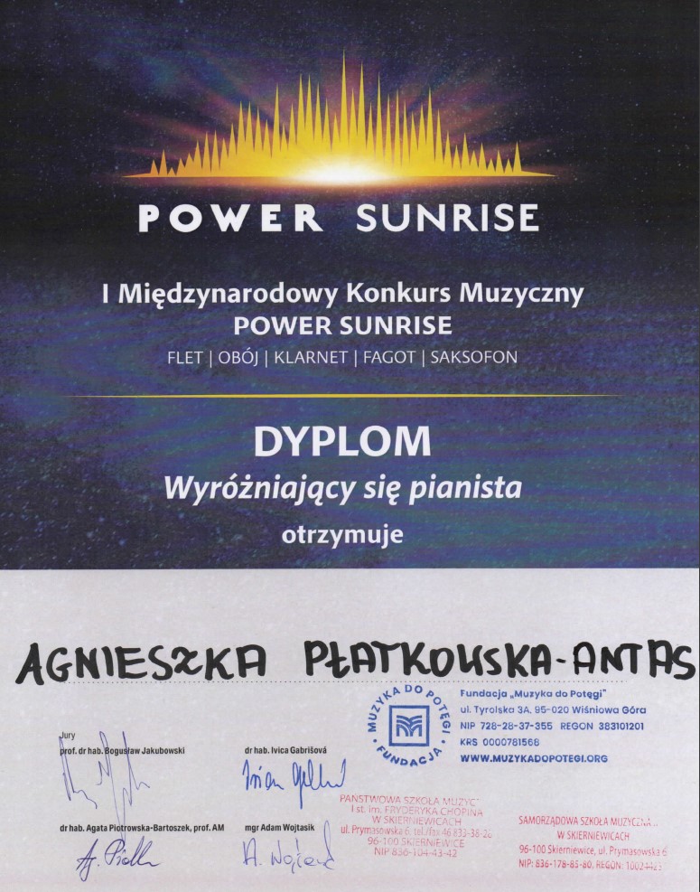 Agnieszka Płatkowska - Antas - wyróżniający się pianista